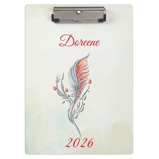 Elegant Feather Floral Watercolour  clipboard  クリップボード (正面)