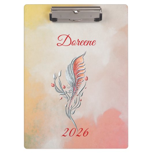 Elegant Feather Floral Watercolour  clipboard  クリップボード (正面)