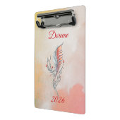 Elegant Feather Floral Watercolour mini clipboard  ミニクリップボード (アングル2)