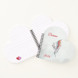 Elegant Feather Floral Watercolour  notebook  ノートブック