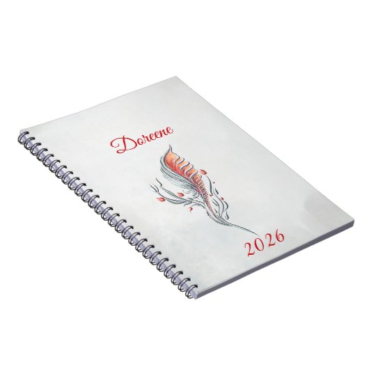 Elegant Feather Floral Watercolour  notebook  ノートブック (右側)