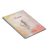 Elegant Feather Floral Watercolour  notebook  ノートブック (右側)