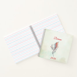 Elegant Feather Floral Watercolour  notebook  ノートブック
