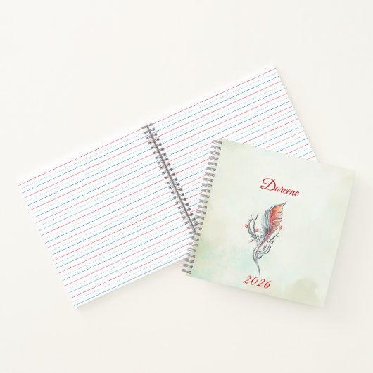 Elegant Feather Floral Watercolour  notebook  ノートブック (内部)