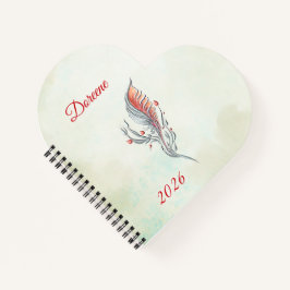 Elegant Feather Floral Watercolour  notebook  ノートブック