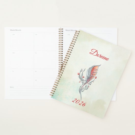 Elegant Feather Floral Watercolour  planner プランナー手帳 (ディスプレー)