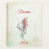 Elegant Feather Floral Watercolour  planner プランナー手帳 (正面)