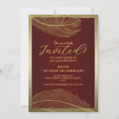Elegant Feather Invitation Card Luxury Celebration 招待状 (正面)
