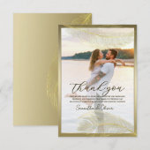 Elegant Feather Photo Thank You Card  Luxury Event サンキューカード (正面/裏面)