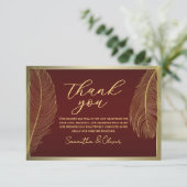 Elegant Feather Red Thank You Card  Luxury Event サンキューカード (スタンド正面)