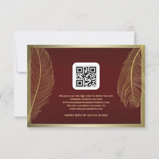 Elegant Feather RSVP Card For Luxury Event (裏面)