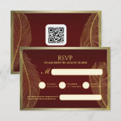 Elegant Feather RSVP Card For Luxury Event (正面/裏面)