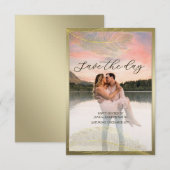 Elegant Feather Save The Date Photo Card セーブザデート (正面/裏面)