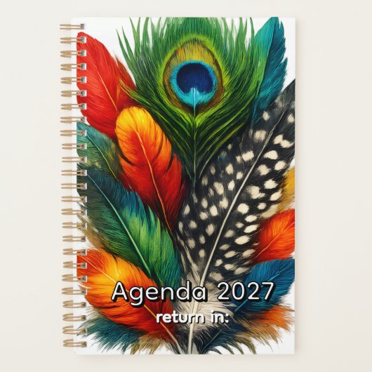 Elegant Feathers Pattern Personalized Planner Jour プランナー手帳 (正面)