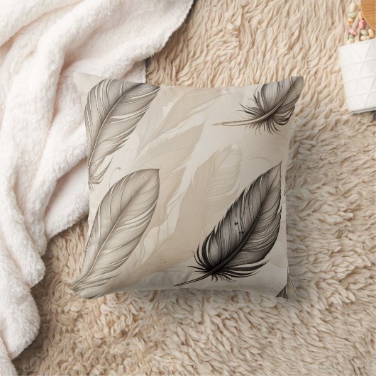 Elegant Feathers Pillow クッション (ブランケット)