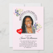 Elegant FEBRUARY Floral ANY AGE Photo Birthday 招待状 (正面)