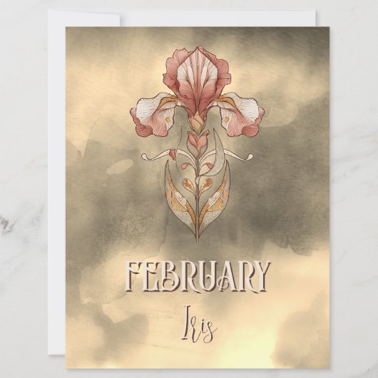 Elegant February Iris Art Nouveau Printable (正面)
