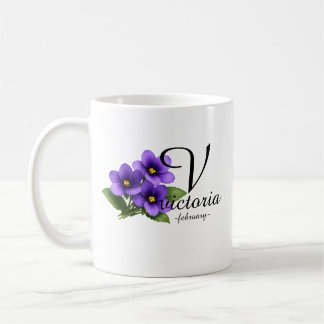 Elegant February Violet Monogram – Victoria コーヒーマグカップ