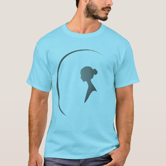 Elegant Female Silhouette Minimalist Crescent Art Tシャツ (正面)