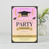 Elegant feminine Cap graduation invitation  招待状 (スタンド正面)