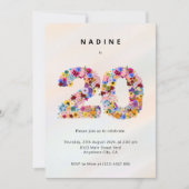 Elegant Feminine Chic Floral 20th Birthday 招待状 (正面)