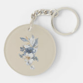 Elegant Feminine Floral Bouquet Monogram キーホルダー (裏面)