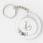 Elegant Feminine Floral Bouquet Monogram キーホルダー (正面)