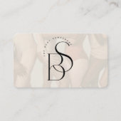 Elegant Feminine Monogram Initial Script Ivory  名刺 (正面)