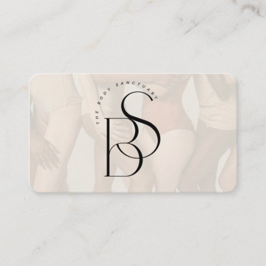 Elegant Feminine Monogram Initial Script Ivory  名刺 (正面)