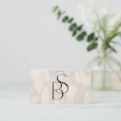 Elegant Feminine Monogram Initial Script Ivory  名刺 (スタンド正面)