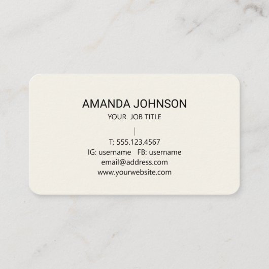 Elegant Feminine Monogram Initial Script Ivory  名刺 (裏面)