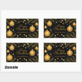 Elegant Festive Black and Gold Merry Christmas  長方形シール (シート)
