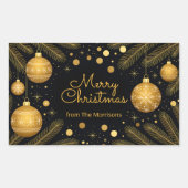 Elegant Festive Black and Gold Merry Christmas  長方形シール (正面)
