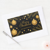 Elegant Festive Black and Gold Merry Christmas  長方形シール (封筒)