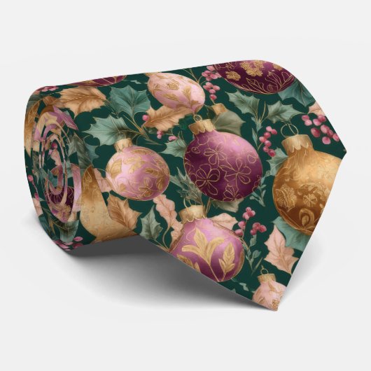 Elegant Festive Christmas Baubles Pattern  ネクタイ (ロール)