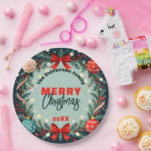 Elegant Festive Christmas Holiday Ornament Wreath ペーパープレート (パーティー)