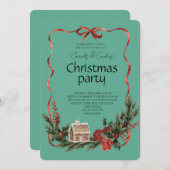 Elegant Festive Christmas Party 招待状 (正面/裏面)