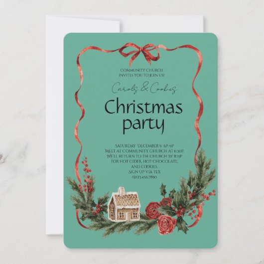 Elegant Festive Christmas Party 招待状 (正面)