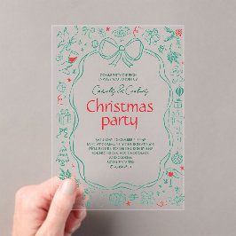Elegant Festive Christmas Party Invitation アクリル招待状