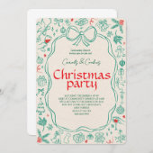 Elegant Festive Christmas Party Invitation 招待状 (正面/裏面)