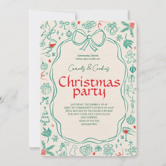 Elegant Festive Christmas Party Invitation 招待状 (正面)