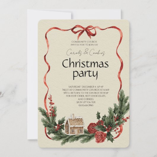 Elegant Festive Christmas Party Invitation 招待状 (正面)