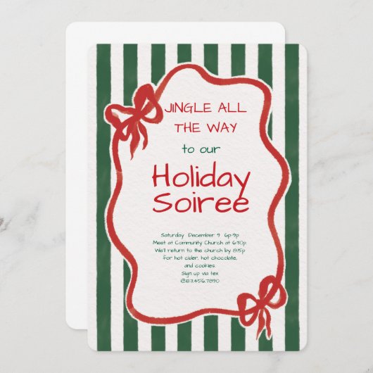 Elegant Festive Christmas Party Invitation 招待状 (正面/裏面)