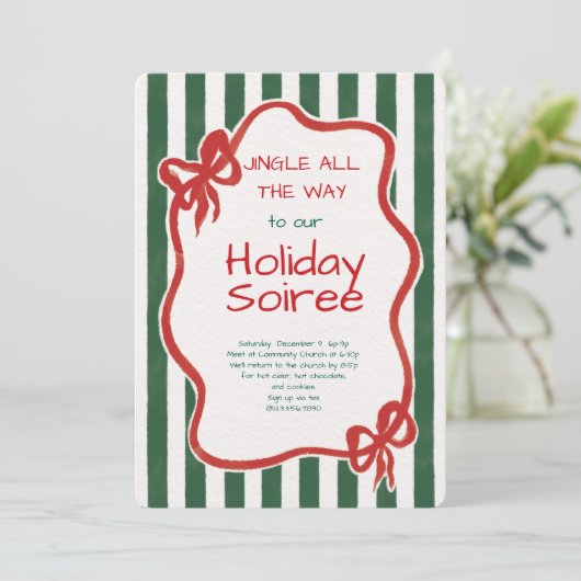 Elegant Festive Christmas Party Invitation 招待状 (スタンド正面)