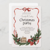 Elegant Festive Christmas Party Invitation 招待状 (正面/裏面)