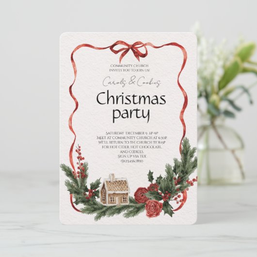 Elegant Festive Christmas Party Invitation 招待状 (スタンド正面)