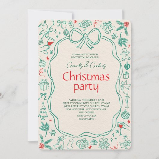 Elegant Festive Christmas Party Invitation 招待状 (正面)