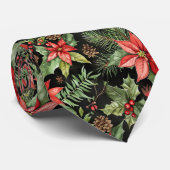 Elegant Festive Christmas poinsettia Pattern ネクタイ (ロール)