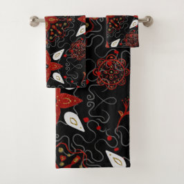 Elegant, festive feel symmetrical floral pattern バスタオルセット