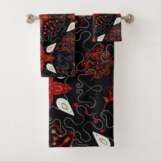 Elegant, festive feel symmetrical floral pattern バスタオルセット (インサイチュ)